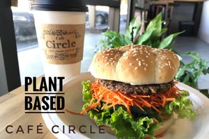 Plant based burger at Cafe Circle in Riverside