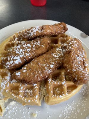 Oumph Chick’n and waffles  at Ocala's Downtown Diner in Ocala