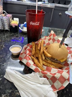 Bbq bacon burger. Don’t forget a side of their homemade ranch !   at Ocala's Downtown Diner in Ocala
