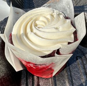 Vegan red velvet cupcake  at Ocala's Downtown Diner in Ocala