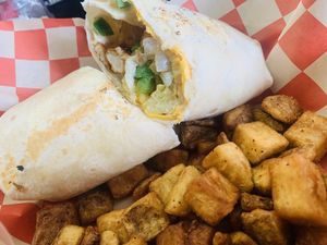 Breakfast burrito and spuds  at Ocala's Downtown Diner in Ocala