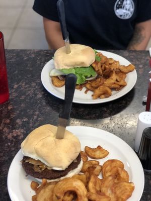 beyond burgers/ grilled onions & mushrooms  at Ocala's Downtown Diner in Ocala