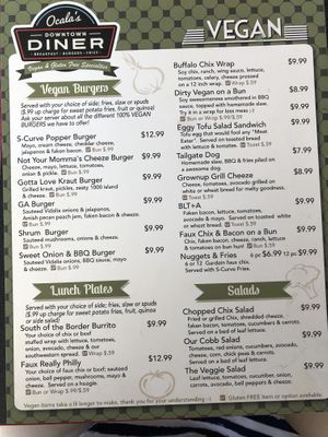 Lunch menu served all day.  at Ocala's Downtown Diner in Ocala