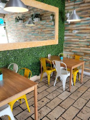Indoor seating at The Hummus House in Fort Lauderdale