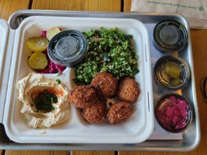 Falafel platter at The Hummus House in Fort Lauderdale