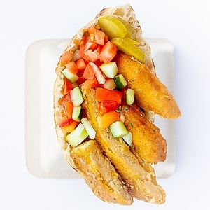 vegan Schnitzel in pita at The Hummus House in Fort Lauderdale