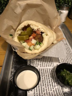 Falafel pita at The Hummus House in Fort Lauderdale