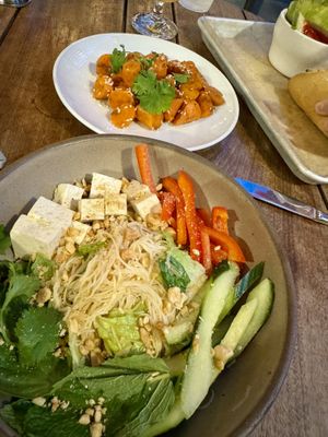 vietnamese noodle salad + moroccan carrot saladd  at Wicked Weed - Funkatorium in Asheville