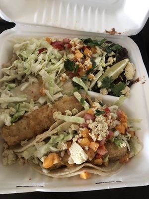 Solstice Fish Tacos Platter at Supernova Vegan - Food Truck in Portland