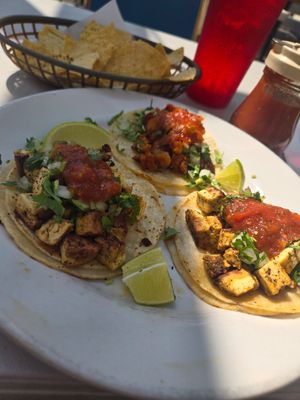 Taco Tuesday! Chipotle Tofu and Seasoned potato tacos 😍 at Rita's Margaritas & Mexican Grill in Arcata