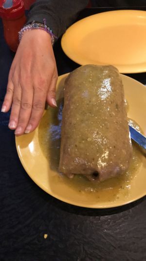 Vegan Tofu Chorizo burrito with verde salsa at Rita's Margaritas & Mexican Grill in Arcata