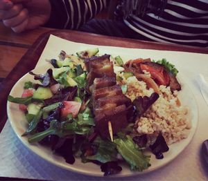 Seitan and salads at Suribachi in Porto