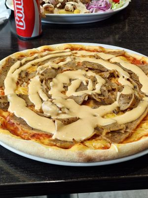 Vegan kebab pizza at Catarina Restaurang och Pizzeria in Jonkoping