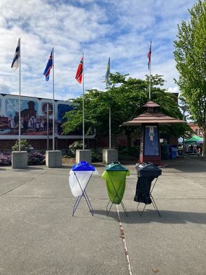 Adjacent seating area at Ballard Farmers Market in Seattle