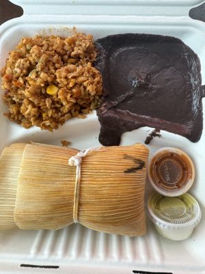 Vegan tamale from El Chito Tamales  at Capitol Hill Sunday Farmers Market in Seattle