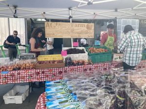 Fruit vendor at Capitol Hill Sunday Farmers Market in Seattle