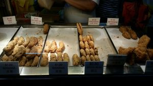 banana, yam, tapioca and 3-in-1 fritters  at Mei Xiang Goreng Pisang 美香炸香蕉 - Changi Village in East Singapore