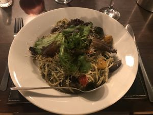 Spaghetti with pesto and roasted veg at The Courie Inn in Killin