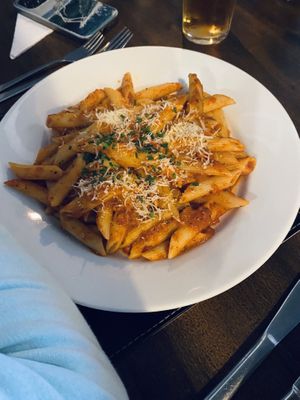 Penne arrabbiata with vegan parm    at The Courie Inn in Killin