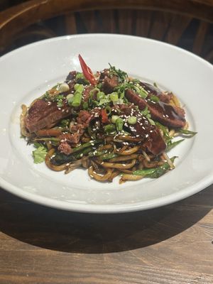 Hoi Sin Noodles with Vegan Beef Flank   at The Brit in Port Talbot
