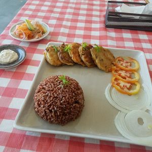 Mushroom fritters which also included soup and a pudding  at Mahob Buos - Siem Reap in Siem Reap