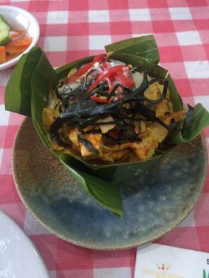 Tofu Amok served traditionally in banana leaf at Mahob Buos - Siem Reap in Siem Reap