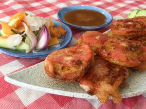 Tomato and eggplant fritters  at Mahob Buos - Siem Reap in Siem Reap