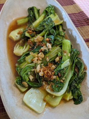 Bok choy with garlic and peanuts - so so good! at Mahob Buos - Siem Reap in Siem Reap