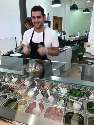 Ready to make your salad  at Cocome in Sevilla