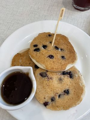 Kids menu/ vegan silver dollars with blueberries.  at Anna's House in Westland