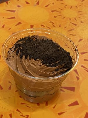 Cookies and cream chocolate mousse cup (yum!!)  at Walt Disney World - Sunshine Seasons in Lake Buena Vista