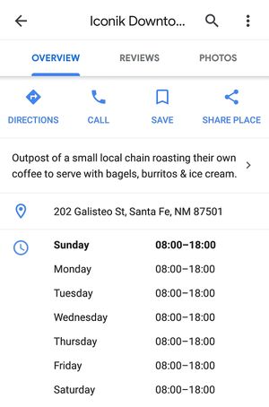 Their hours of operation at Iconik Coffee Roasters in Santa Fe