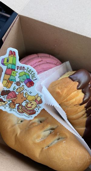 vegan selection & stickers   at Soy Concha Bakery in Santa Ana