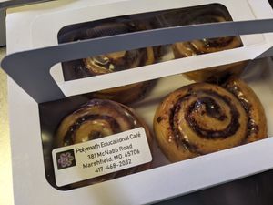Cinnamon Rolls at Polymath Educational Cafe in Marshfield