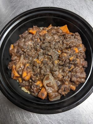 Sweet and savory lentils and sweet potato at Polymath Educational Cafe in Marshfield