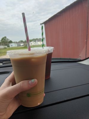 Iced coffee at Polymath Educational Cafe in Marshfield