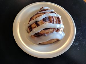 Cinnamon Roll at Polymath Educational Cafe in Marshfield
