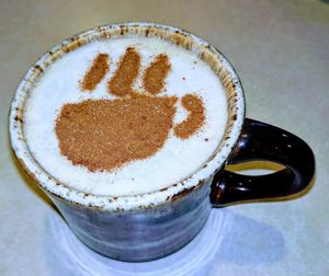 Coffee au Lait made with vanilla almond milk at Polymath Educational Cafe in Marshfield