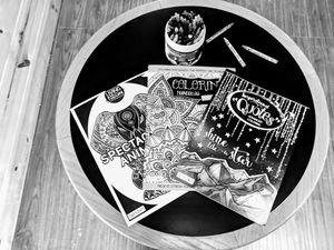 Adult Coloring Books at Polymath Educational Cafe in Marshfield