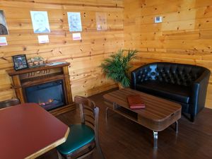 Board game area at Polymath Educational Cafe in Marshfield