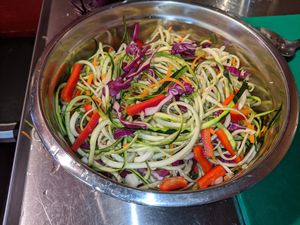 zucchini salad at Polymath Educational Cafe in Marshfield