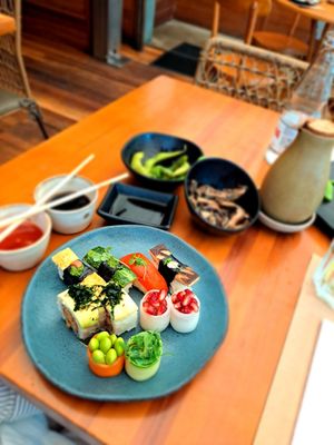 Sushi plate at Sushimar Vegano in Sao Paulo