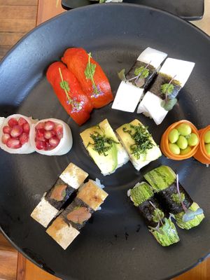 Selection of sushis  at Sushimar Vegano in Sao Paulo