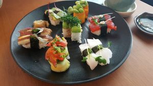 Sushi combination at Sushimar Vegano in Sao Paulo