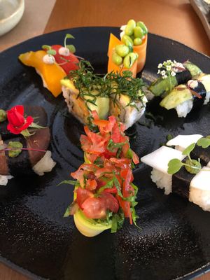 Sushi plate at Sushimar Vegano in Sao Paulo