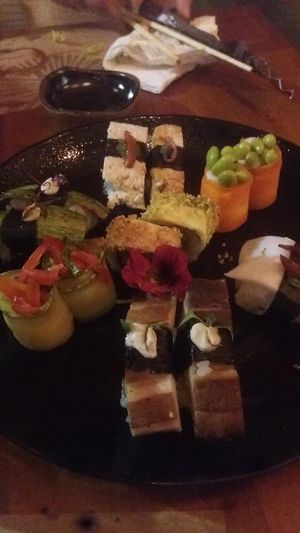 Sushis - some of they use avocado, coconut  at Sushimar Vegano in Sao Paulo