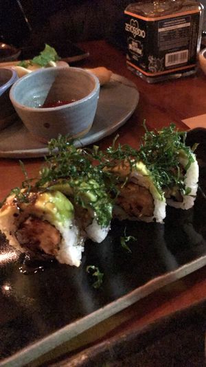 Avocado and tempura rolls at Sushimar Vegano in Sao Paulo
