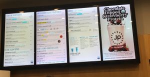 Wall menu of made-to-order items at Juice Press - Rockefeller Center in New York City