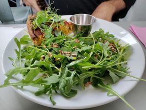 A rather small slice of quiche for €9 at East Village Cafe in Bristol