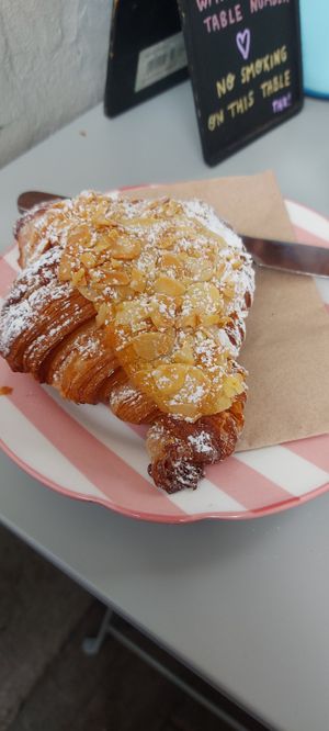 Amazing Almond croissant at East Village Cafe in Bristol